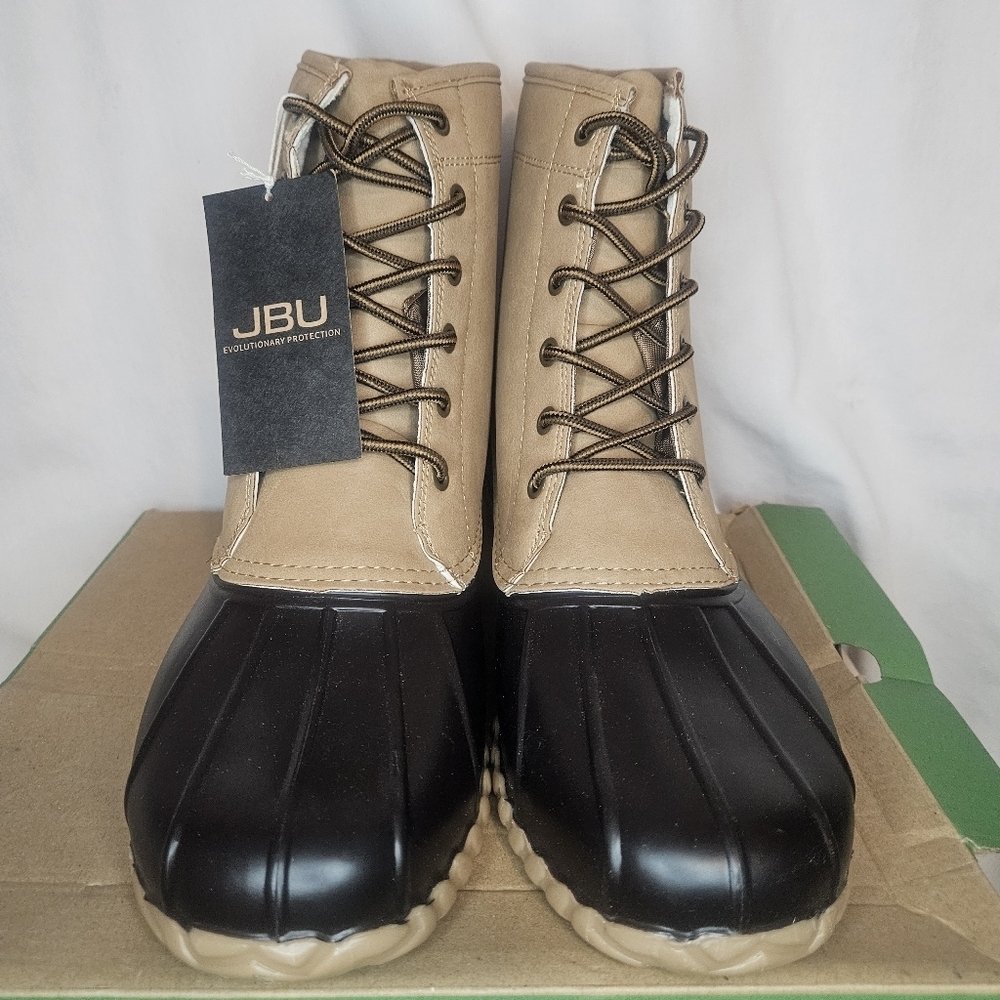 JBU Maine Waterproof Winter Duck Boot Dark Brown Beige NWT 13M Retail $80